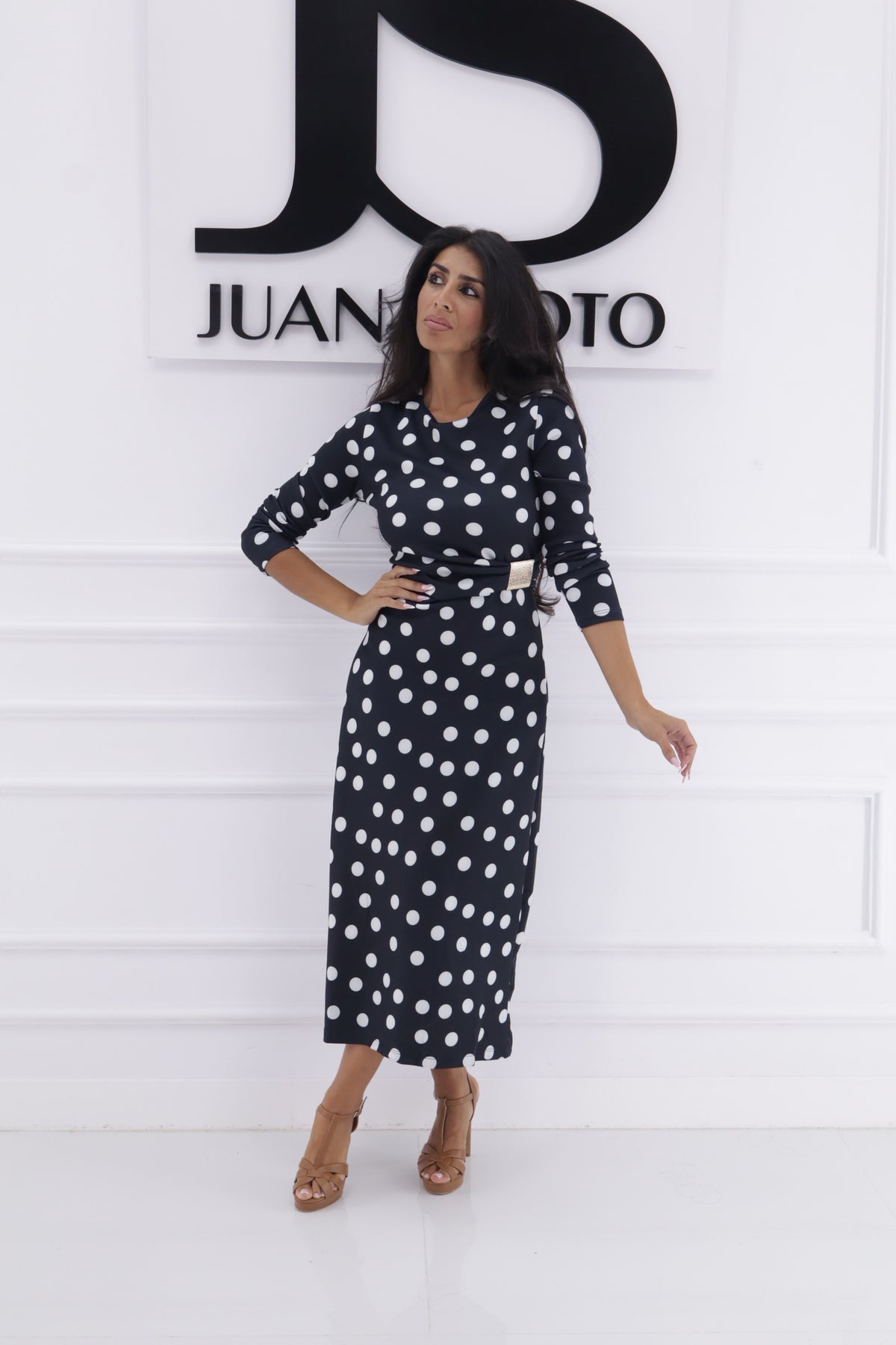 Vestido lunares broche dorado FG8208