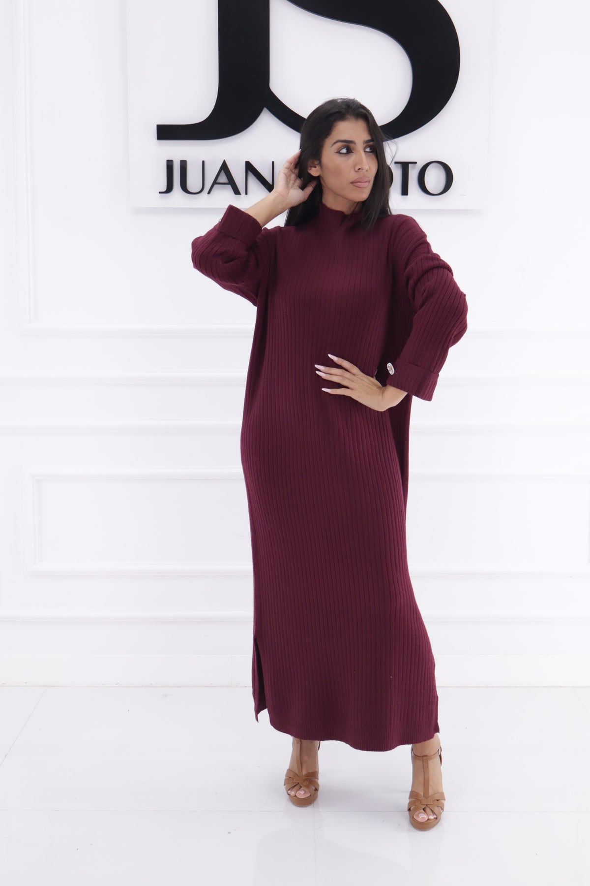 Vestido canalé cuello perkin C16618B