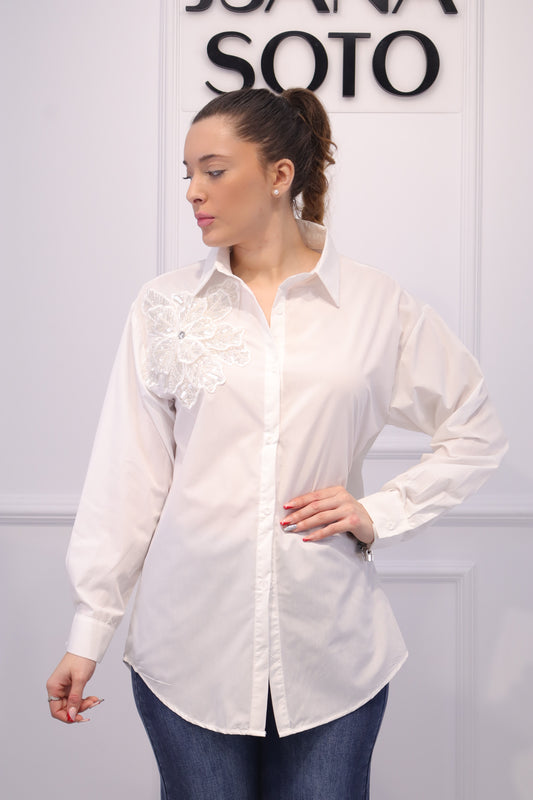 Camisa CK8105(FLOR LENTEJUELAS/PERLAS)