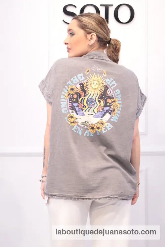 Camisa gris hippie 93026-2