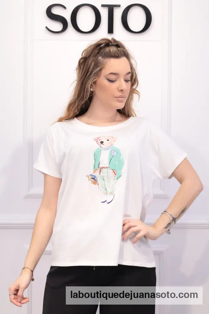 Camiseta oco chaqueta con flor 522-3561 VERDE AGUA