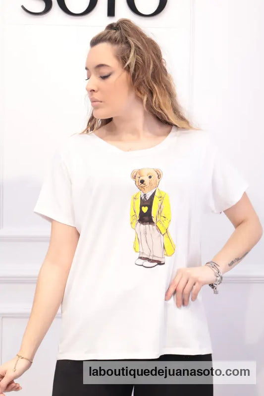 Camiseta oso chaqueta camiseta corazon 522-3377 AMARILLO