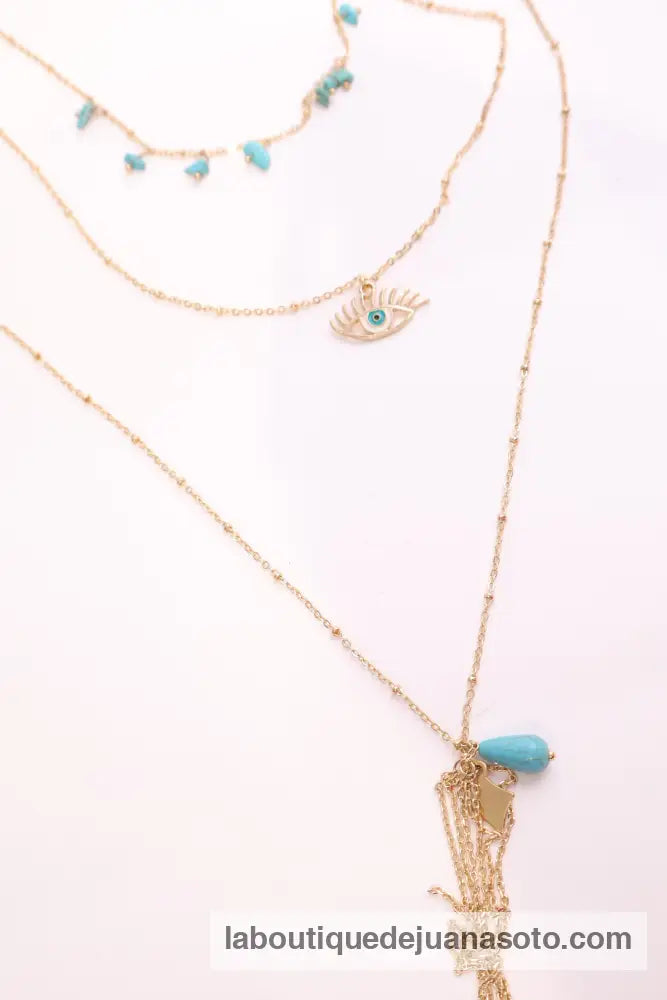 Collar ojo + piedrecitas 000268