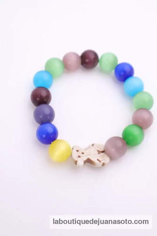 Pulsera piedras naturales multicolor oso TALLA UNICA