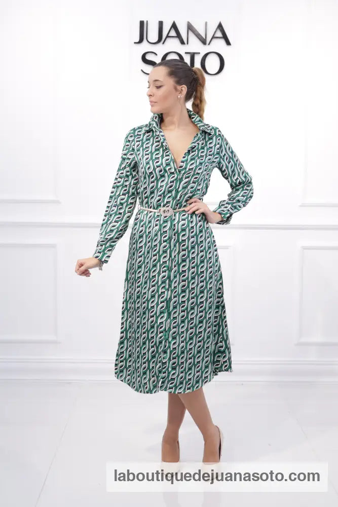 Vestido camisero c3178-7(GRECA GEOMETRICA)